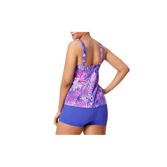 Kim Gravel x Swimsuits For All Scoop Neck Tankini Set w/Bike Short Sz 8 Purple - Picture 2 of 6